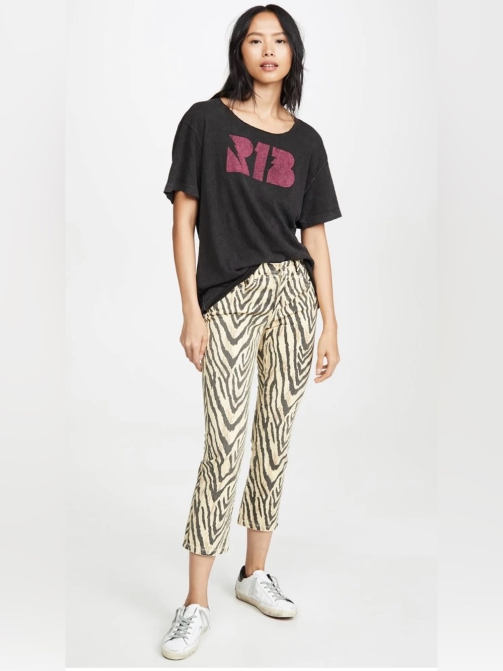 NWT Current Elliot Ruby Crop Jeans in Natural Zebra